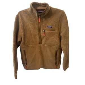 Patagonia Fleece Pullover Men Women XS Brown Retro Pile 1/4 Zip Sherpa Hiking